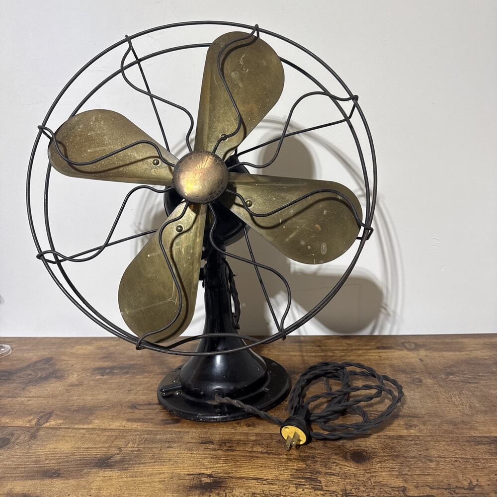 Antique Peerless Electric Fan 16" Brass Blade 3-Speed Oscillating Model 340816